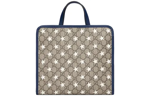 GUCCI Canvas With Leather Canvas Bag, Tote Bag, Shopping Bag, Handbag Kids' Ebony/Dark Blue
