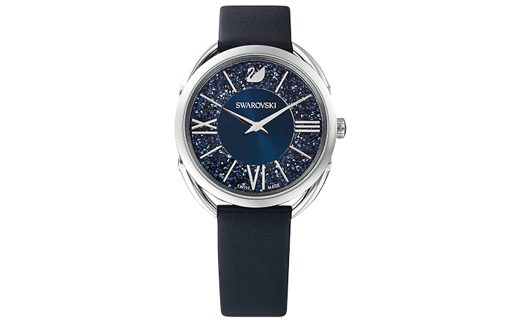 Swarovski Swarovski CRYSTALLINE series watch quartz movement leather strap 35mm blue dial women's watch 125th anniversary baby's breath watch for women bright blue 5537961