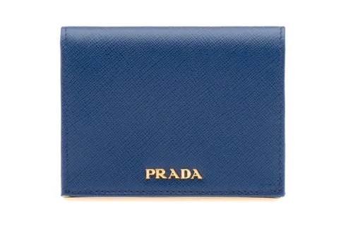 PRADA Saffiano Leather Wallet Small Women's Dark Purple Blue