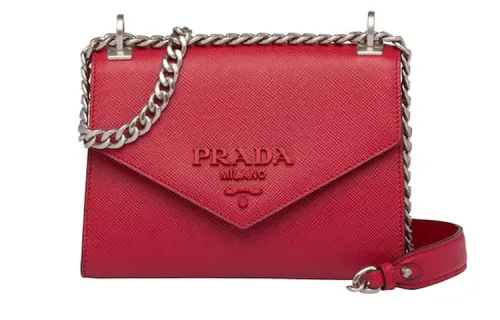 PRADA Saffiano Leather Shoulder Bag, Crossbody Bag Women's Fire Red