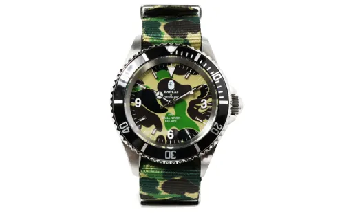 A BATHING APE Abc Belt Type 1 Bapex Watch Green