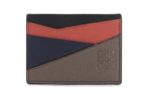 LOEWE Puzzle Cow Leather Card Holder Card Holder Unisex Brown Pumpkin Multicolor