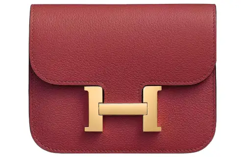 HERMES Constance Slim Evercolor Calfskin Wallet, Card Holder, Fanny Pack Regular Women's K1 Rouge Grenade Garnet Red