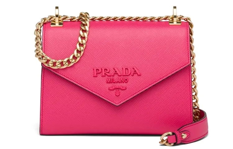 PRADA Saffiano Leather Shoulder Bag, Crossbody Bag Women's Magenta