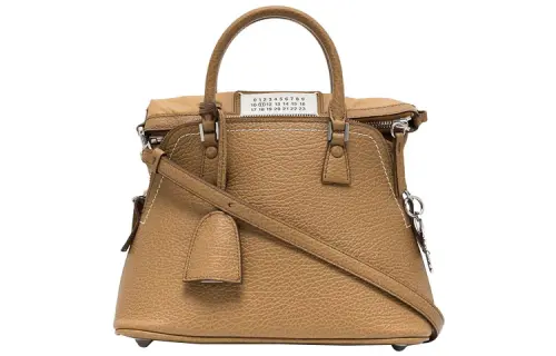 Maison Margiela 5AC Chain Grained Calfskin Dome Bag, Handbag, Crossbody Bag Mini Women's Brown
