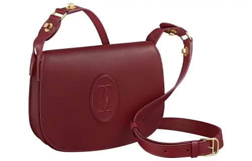 CARTIER Carnassière Calfskin Saddle Bag, Shoulder Bag, Crossbody Bag Women's Burgundy