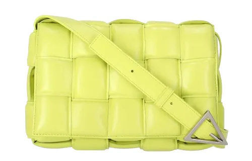 Bottega Veneta Padded Cassette Woven Sheepskin Pillow Bag, Shoulder Bag, Crossbody Bag Women's Neon Green