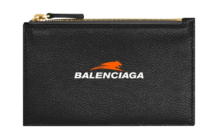 Balenciaga Cow Leather Card Holders Large Men's Black