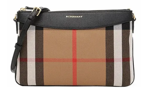 Burberry VINTAGE Fabric With Leather Clutch, Shoulder Bag, Crossbody Bag Regular Women's Black