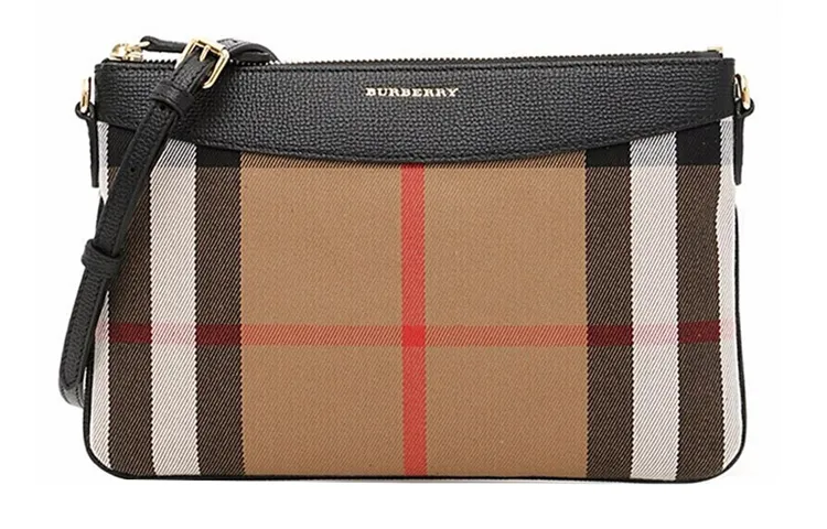 Burberry VINTAGE Fabric With Leather Clutch, Shoulder Bag, Crossbody Bag Regular Women's Black