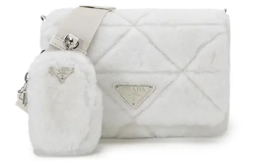 PRADA Shearling Bag Strap, Crossbody Bag, Shoulder Bag Women's White