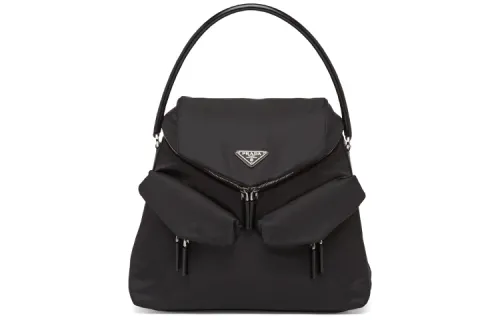 PRADA Nylon With Leather Handbag Women's Black
