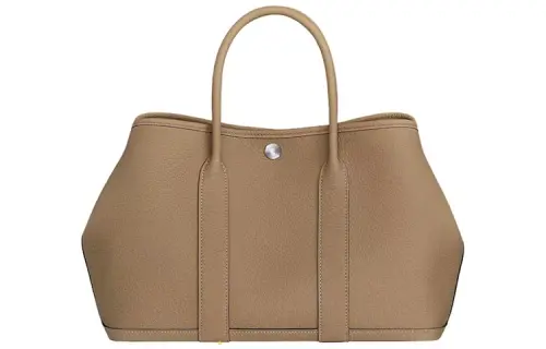 HERMES Garden Party Negonda Calfskin Handbag 36 Women's 1C Poussiere Earth Tone