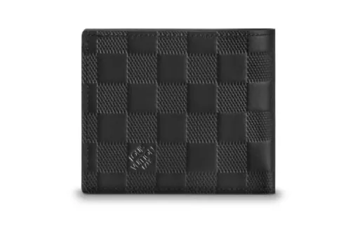 LOUIS VUITTON Leather Wallet Unisex Black
