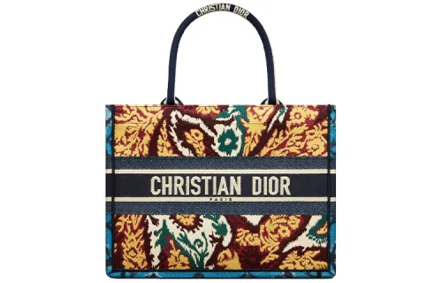 DIOR BookTote Embroidery Cotton Tote Bag, Shopping Bag, Handbag Small Women's Multicolor