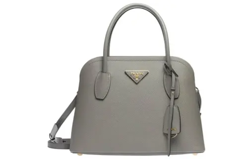 PRADA Saffiano Nappa Leather Shoulder Bag, Crossbody Bag Women's Gray
