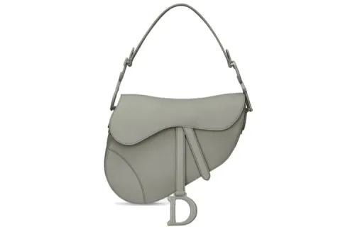 DIOR Saddle Magnetic Closure Matte Calfskin Saddle Bag, Shoulder Bag, Crossbody Bag Women's Gray