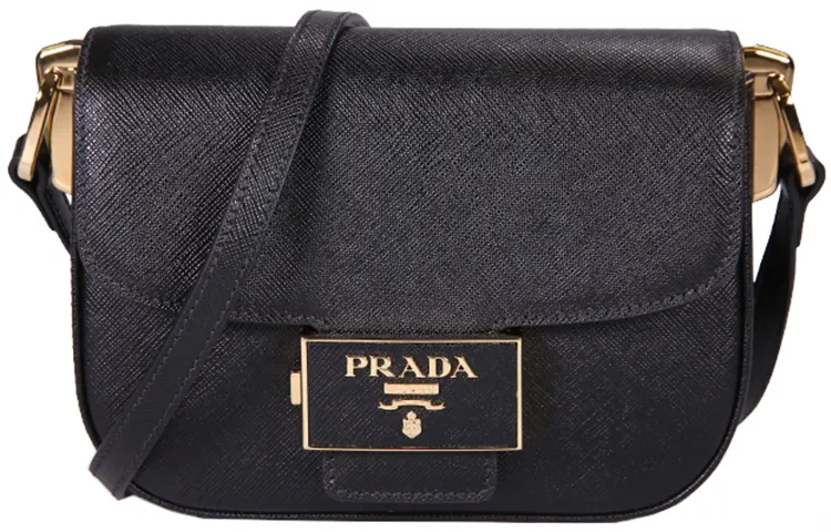 PRADA Cow Leather Crossbody Bag, Shoulder Bag Women's Black