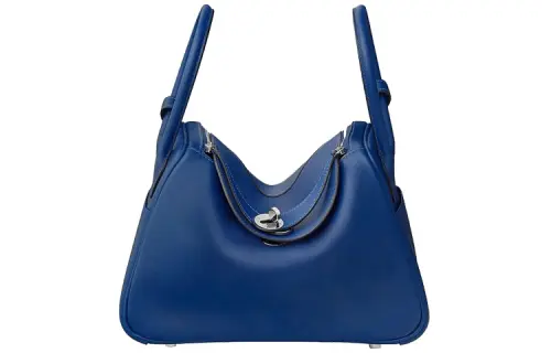 HERMES Lindy Swift Calfskin Handbag 26 Women's Royal Blue/Mint Green
