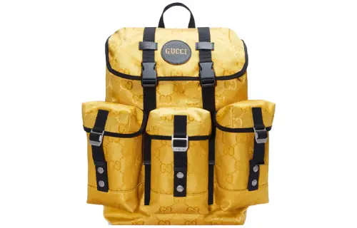GUCCI Nylon With Leather Backpack Unisex Yellow/Black