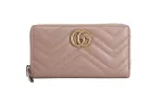 GUCCI Marmont Quilted Leather Wallet Women's Milk Tea
