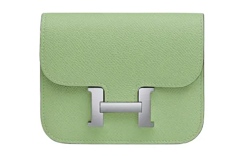 HERMES Constance Slim Silver Tone Buckle Epsom Calfskin Fanny Pack Women's 3I Vert Criquet Avocado Green
