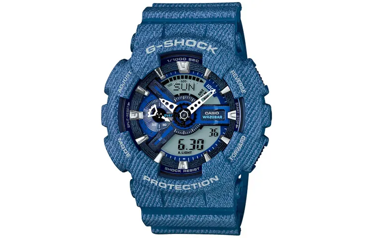 CASIO Men Liquid Crystal/Analog Dual Display Series Blue Watch GA-110DC-2A