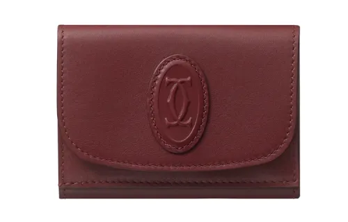 CARTIER Calfskin Wallet Women's Burgundy