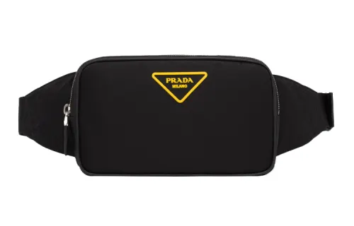 PRADA Saffiano Nylon With Cow Leather Fanny Pack Men's Black