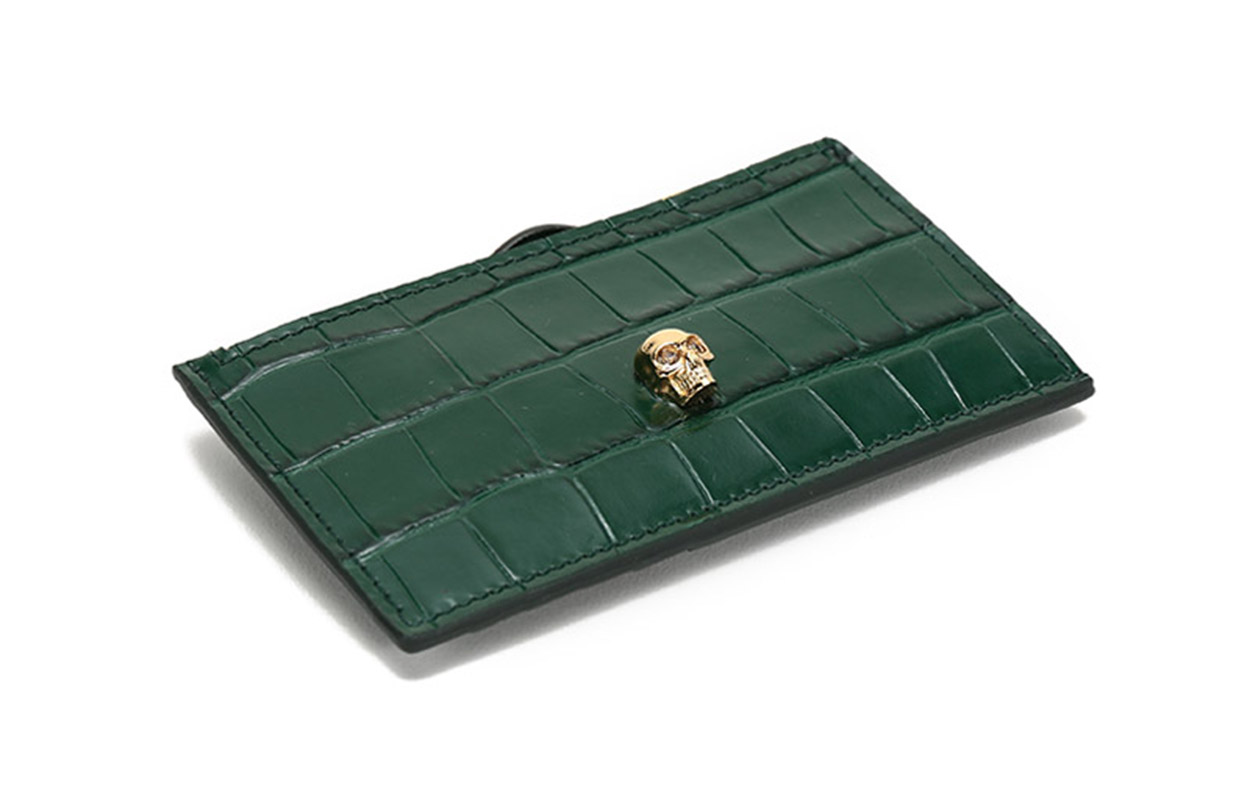 Женский кошелек Alexander McQueen Skull Cardholder (зеленый) — фото 5