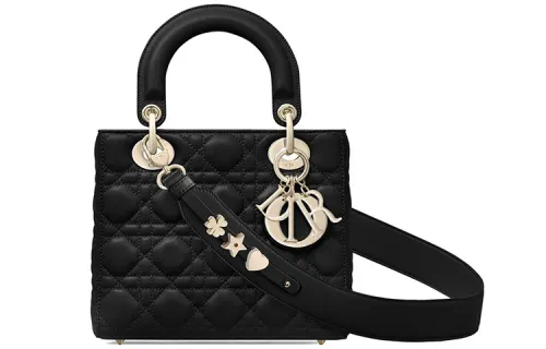 DIOR Lady Dior Sheepskin Handbag, Shoulder Bag, Crossbody Bag, Handbag Small Women's Black