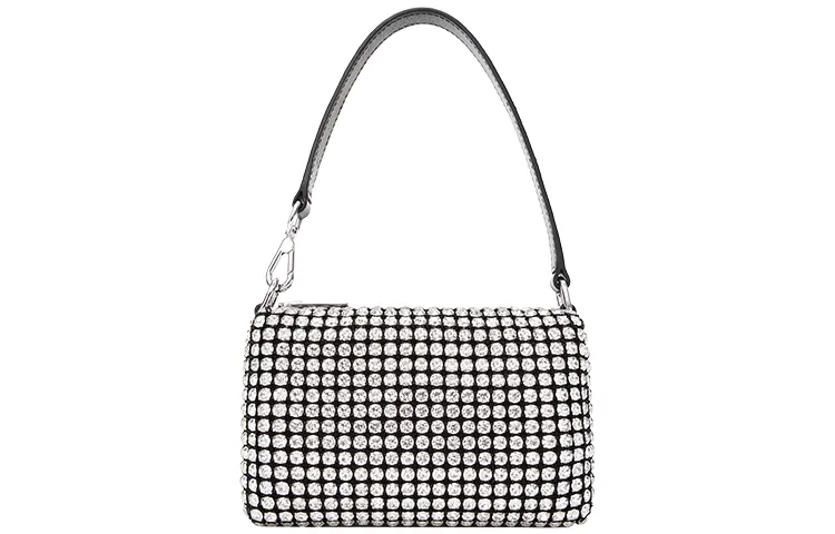 Alexander Wang Rhinestone Clutch Underarm One Shoulder Handbag Mini Women's White Zircon