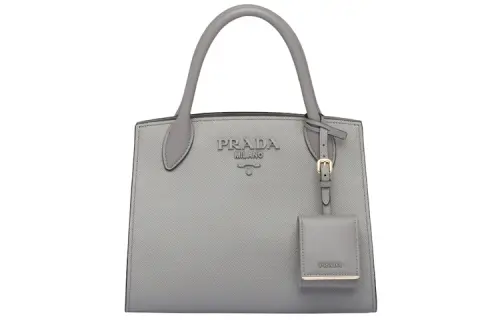 PRADA Leather Tote Bag, Shopping Bag, Handbag, Crossbody Bag Women's Marble Gray