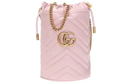 GUCCI GG Marmont Cow Leather Bucket Bags Crossbody Bag, Shoulder Bag Mini Women's Pink