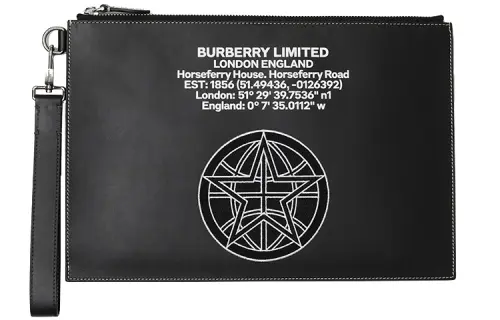 Burberry Cow Leather Storage Bag Clutch Men's Black