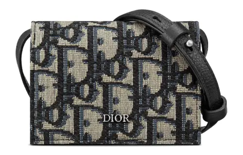 DIOR Canvas Crossbody Bag Card Holder Coin Purse Crossbody Bag Mini Women's Denim Blue