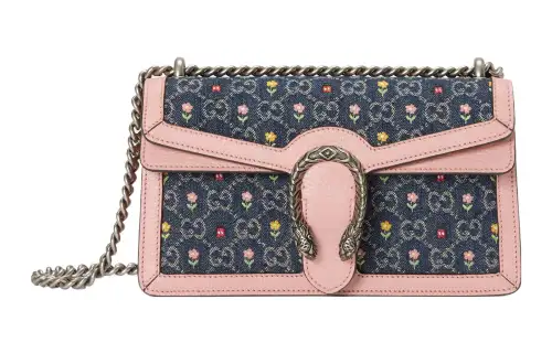 GUCCI Dionysus Leather Crossbody Bag, Shoulder Bag Women's Blue & Pink Multicolor
