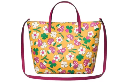 GUCCI Canvas With Leather Tote Bag, Shopping Bag, Shoulder Bag, Crossbody Bag, Handbag Kids' Yellow/Multicolor