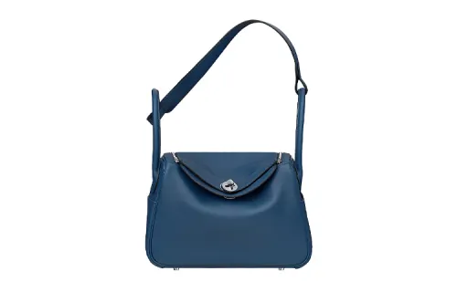 HERMES Lindy Swift Calfskin Handbag 26 Women's Marine Blue/Frida Blue