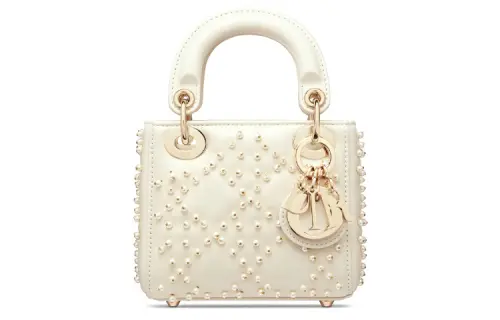 DIOR Lady Dior Sheepskin Handbag, Shoulder Bag, Crossbody Bag Mini Women's Milk White