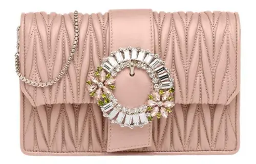 MIU MIU Matelassé Sheepskin Shoulder Bag, Crossbody Bag Women's Pink