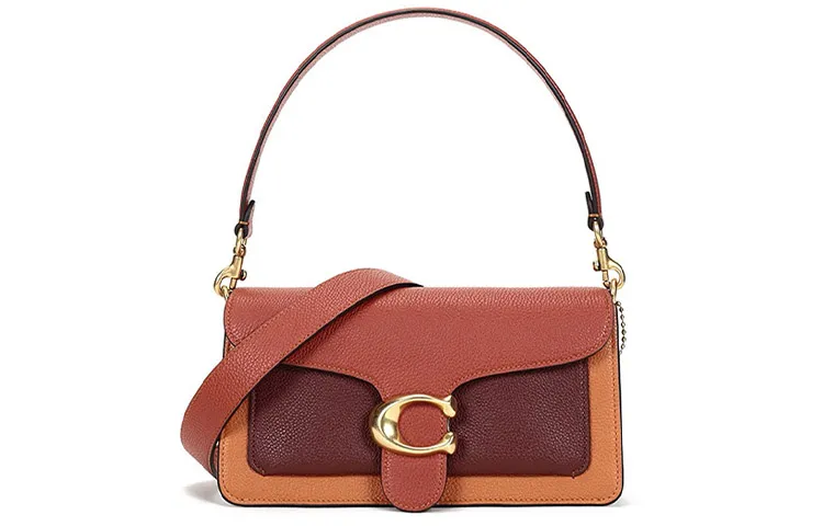 COACH Tabby Leather God Of Wine Bag, Shoulder Bag, Portable Crossbody Bag Women's Brown & Orange Multicolor