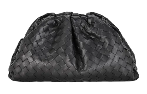 Bottega Veneta POUCH Cloud Bag Woven Sheepskin Clutch Large Women's Black