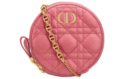 DIOR Caro Calfskin Crossbody Bags Women's Pink