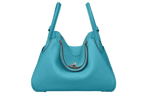 HERMES Lindy Clemence Bullock Leather Handbag 30 Women's P3 Bleu Du Nord Northern Blue