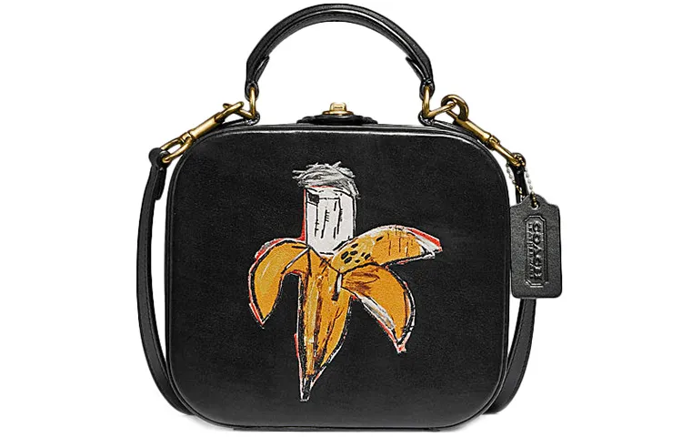 COACH Basquiat Collaboration Leather Handbag, Shoulder Bag Small Women's Black