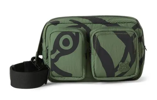 KENZO Nylon Fabric Crossbody One Shoulder Fanny Pack Men's Dark Khaki Green