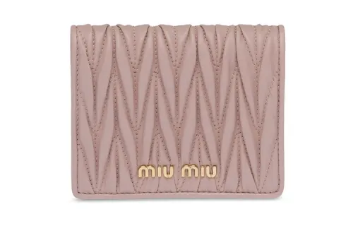 MIU MIU Matelassé Leather Wallet Women's Silver