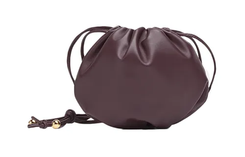 Bottega Veneta Drawstring Cow Leather Backpack Shoulder Bag Mini Women's Grape Purple