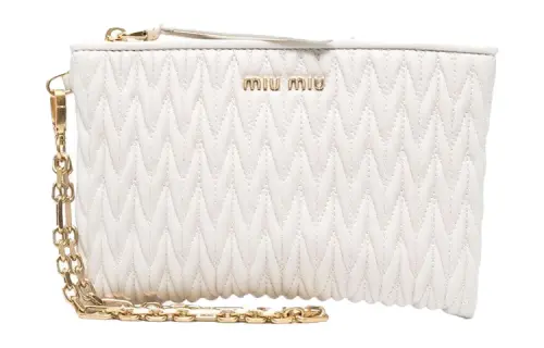 MIU MIU Sheepskin Clutch Women's White